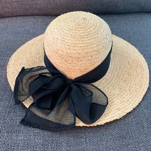 Woven Straw Sun Hat with Black Bow
